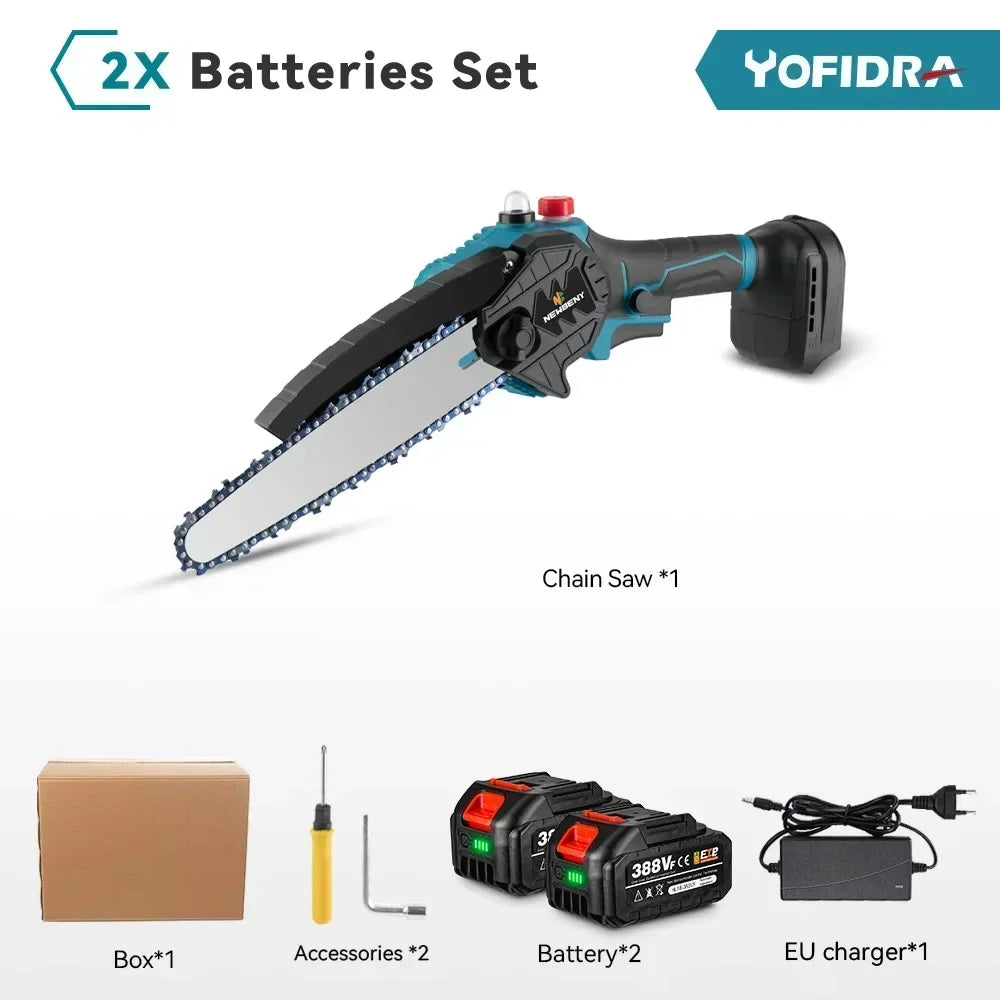 8 Inch Brushless Electric Saw Cordless Oiler Handheld Garden Wood Cutting Logging Chainsaw Power Tool For Makita 18V Battery Pin