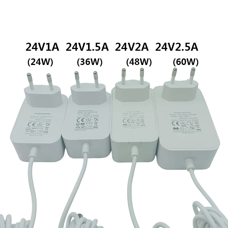24V DC Power Supply White 1A 24V 1.5A Power Supply 24V 24 Volt Power Supply 2 Amp 24 Volts 2.5 Amp 24V 2A Power Supply 24V 1A