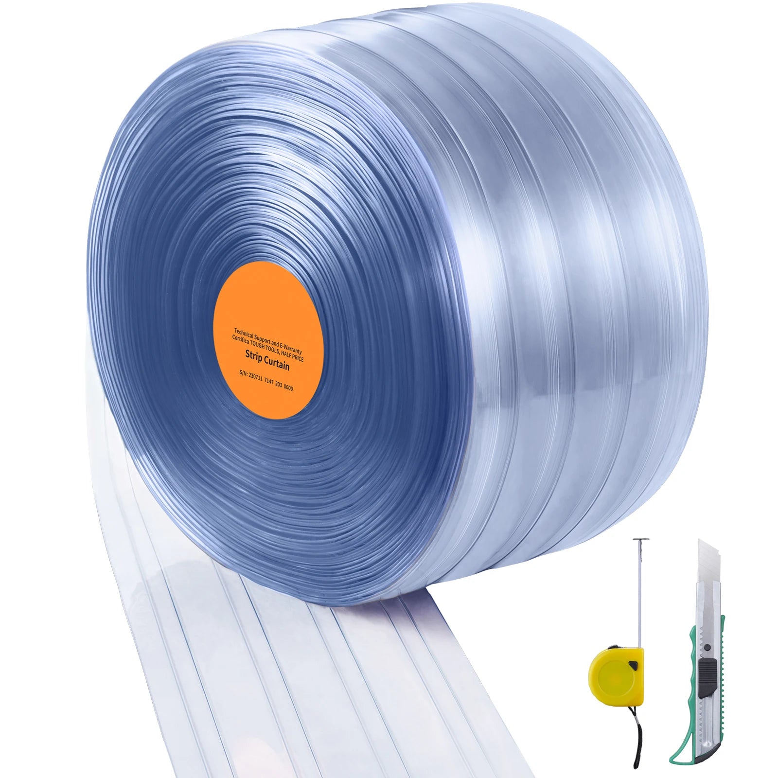 Clear PVC Strip Curtain Roll 150–164 ft Ribbed Door Strips