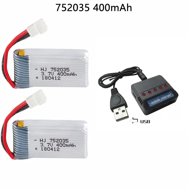 3.7 V 400 mAh RC-batteri och laddare - alternativ