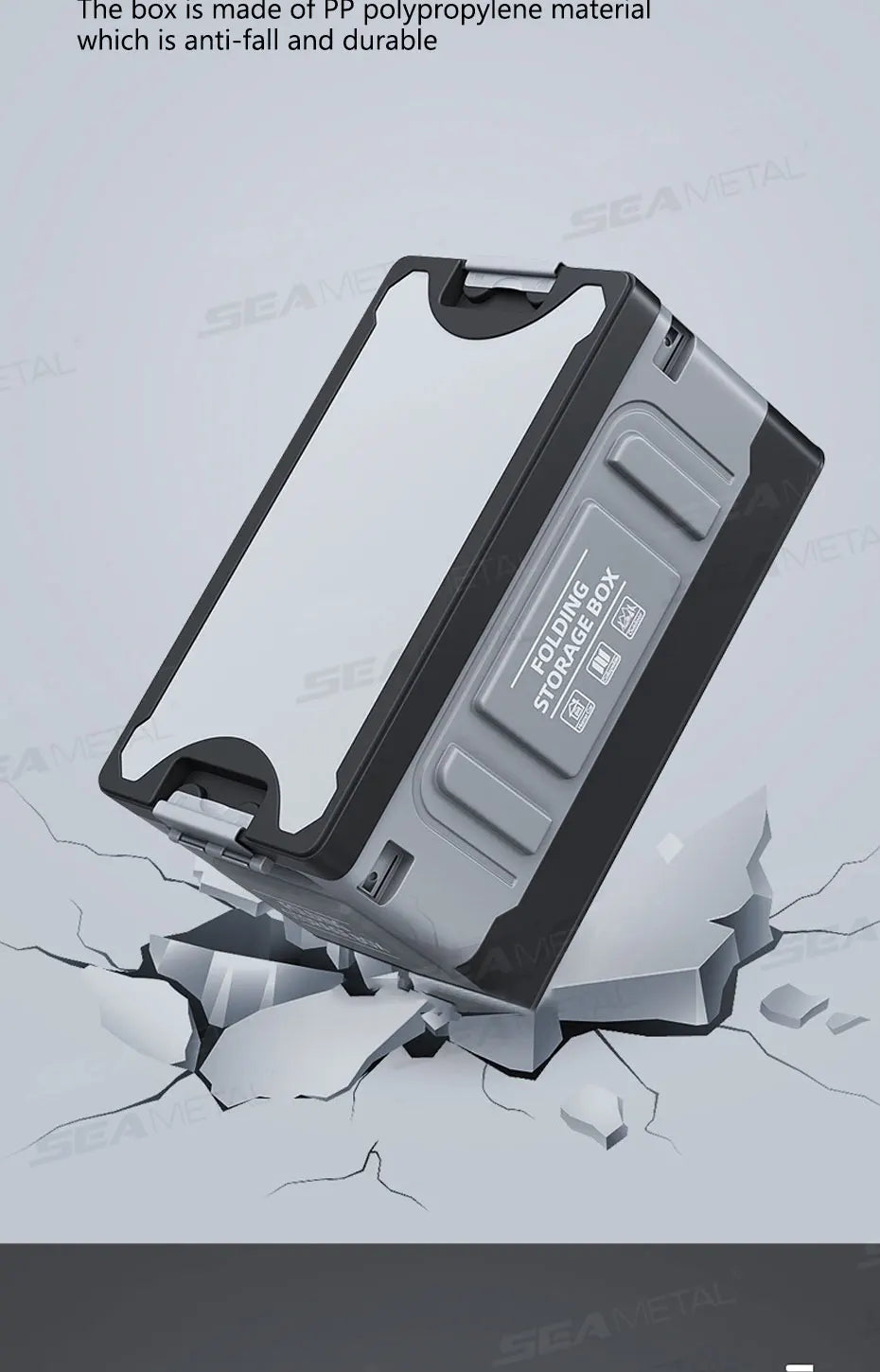 SEAMETAL Large-Capacity Foldable Storage Box for Car Trunk Organizer 61L Large-Bearing Thicken Storage Box for Camping/Fishing