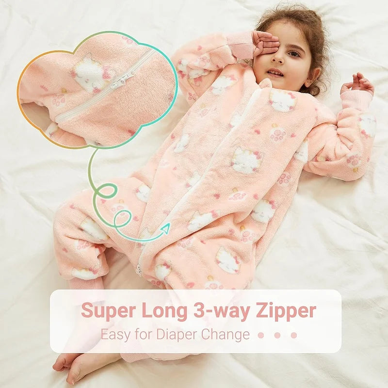 Cartoon Flannel Sleepsack Pajamas for Kids