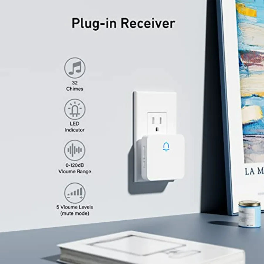 Wireless Doorbell with 2 Receivers, 1000ft Range, 32 Chimes