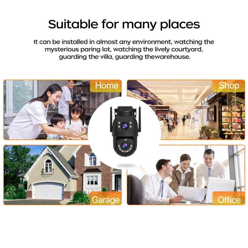 Dual Lens Outdoor Security Camera with Night Vision & 5G WiFi