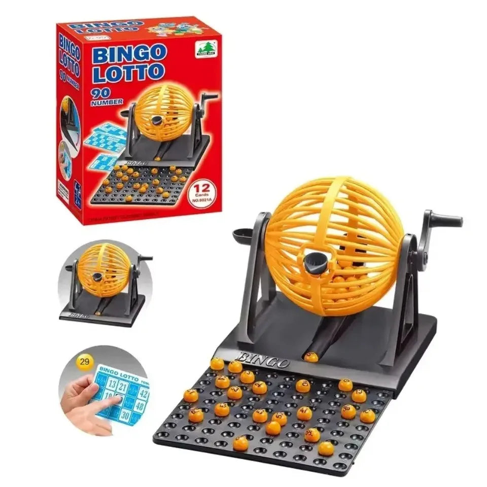 Bingo Game Set with Number Draw Cage