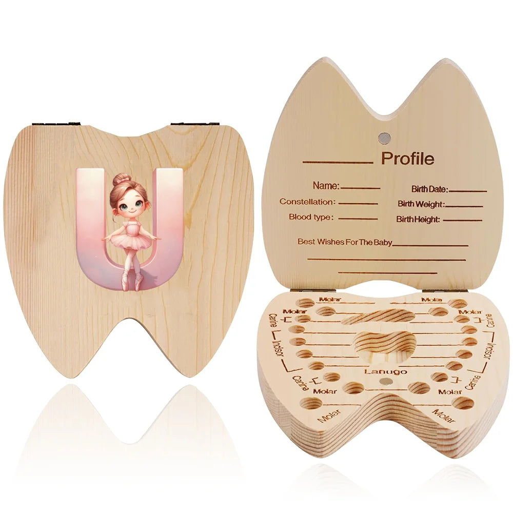Wooden Baby-Tooth Keepsake Box, Letter Options
