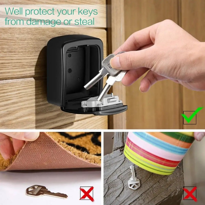 Wall Mounted Key Lock Box with 4 Digit Combination Secure Storage