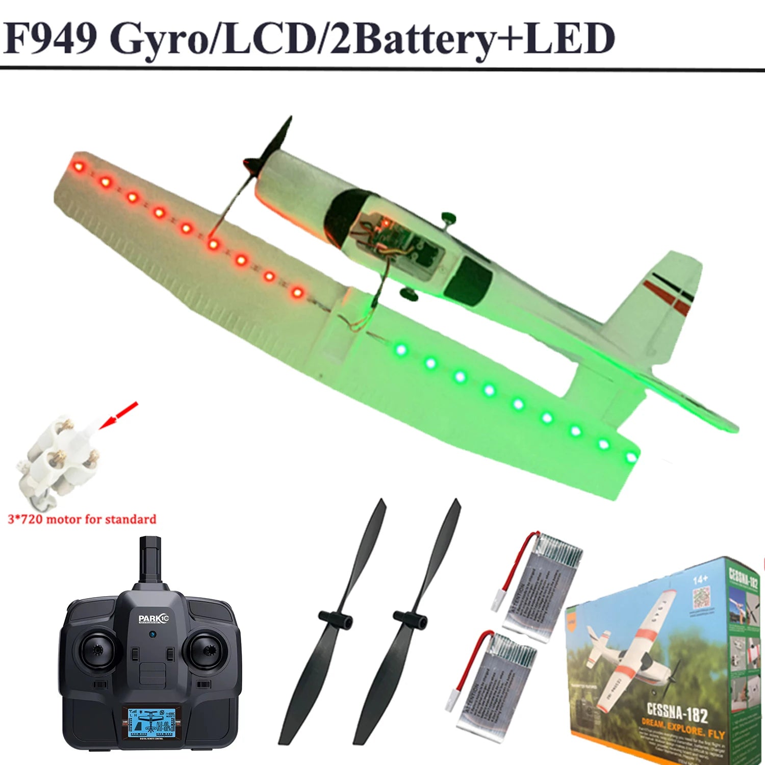 【C0】WLtoys 2.4G F949 LCD Version RC Airplane Cessna 182 3D6G 3Ch Fixed Wing Plane Outdoor Drone RTF With Gyroscope And Night