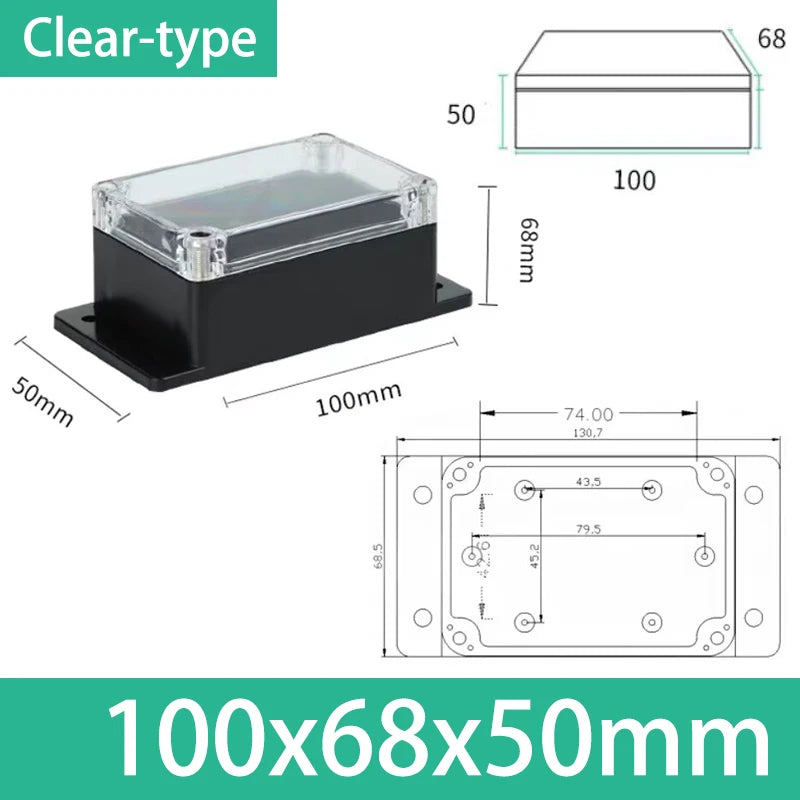 ABS Electronics Enclosure, Black or Clear Lid & Mounting Options