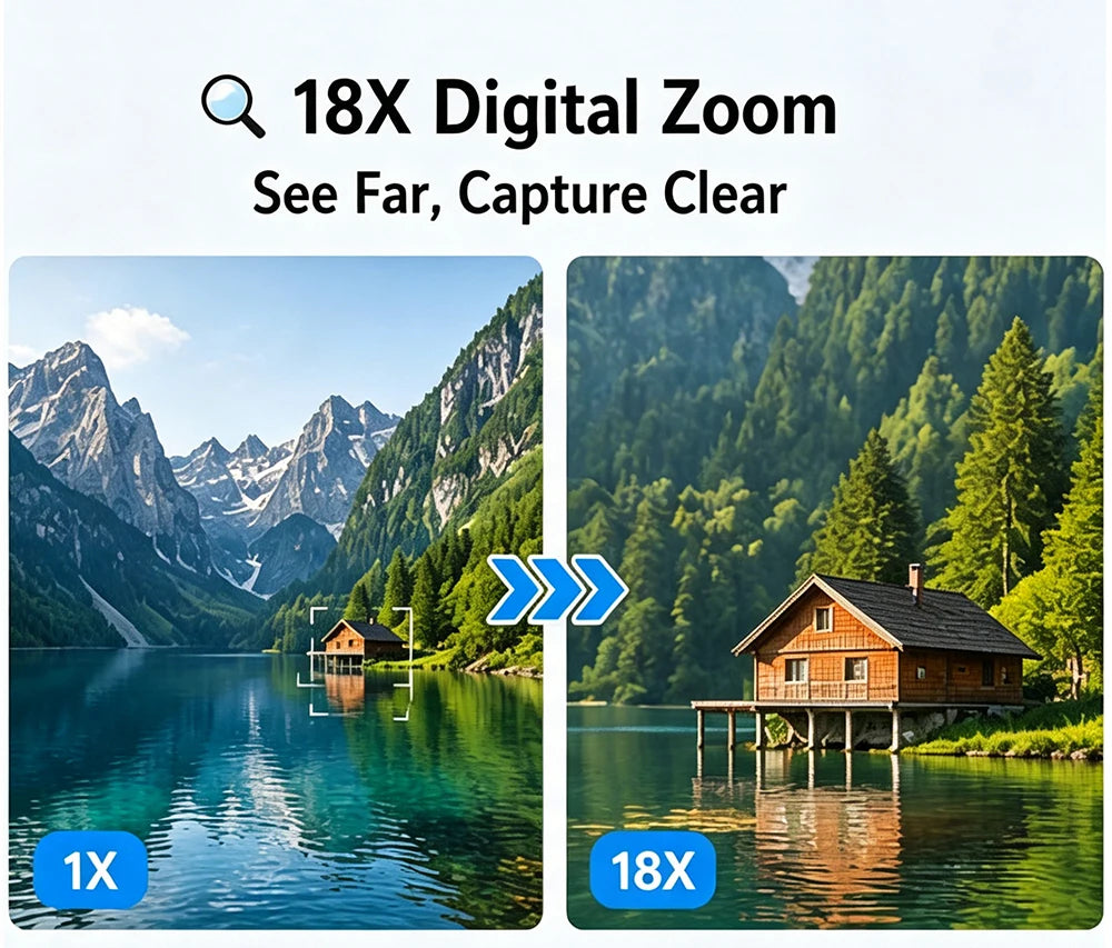 KOMERY 4K 64MP Digital Camera with 18X Zoom and Autofocus