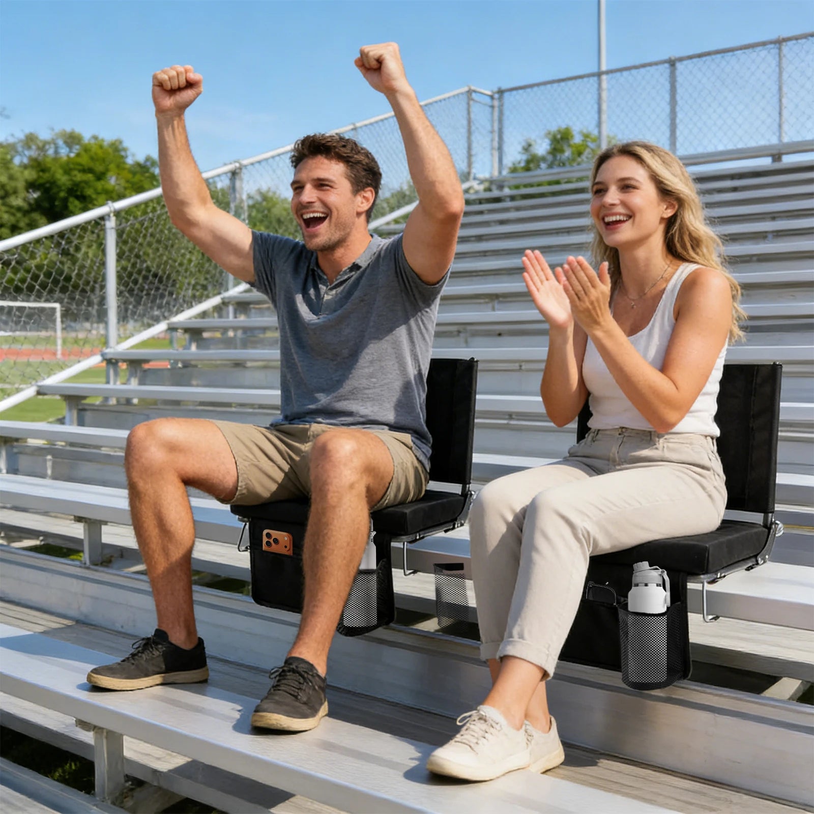 Foldable Stadium Seat with Back Support & Thick Padded Cushion