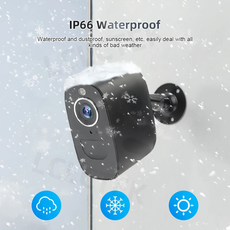 LCLCTEK 4G LTE SIM Card 4MP Battery Powered CCTV Camera PIR Detection Outdoor IP66 Wireless Security Surveillance Camera