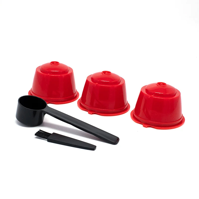 3Pcs Fit For Dolce Gusto Coffee Filter Cup Reusable Coffee Capsule Filters With Spoon Brush