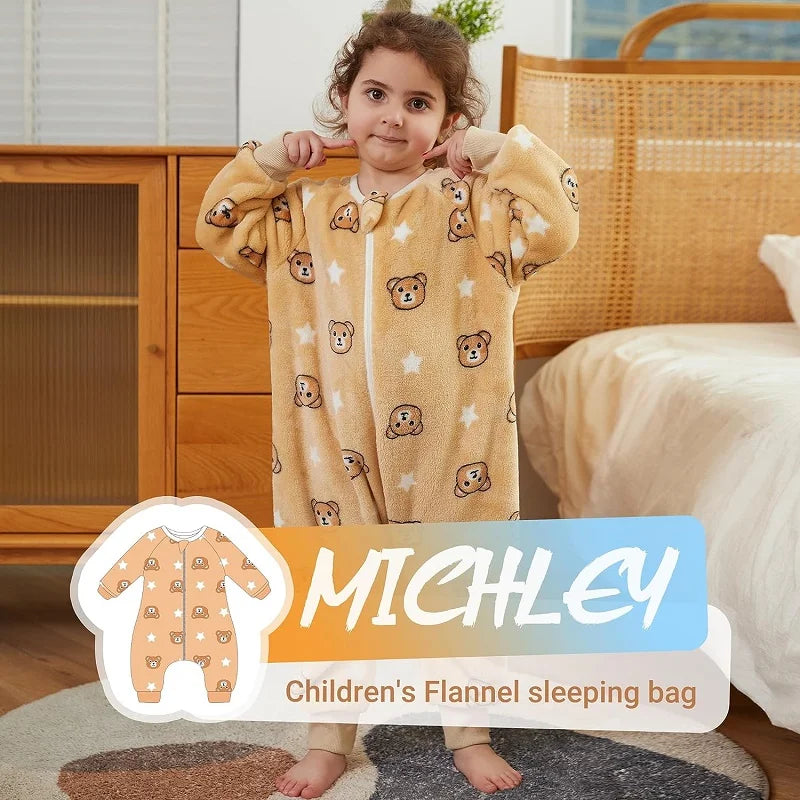 Cartoon Flannel Sleepsack Pajamas for Kids