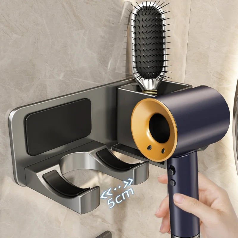Wall-Mounted Hair Dryer and Toiletry Organiser