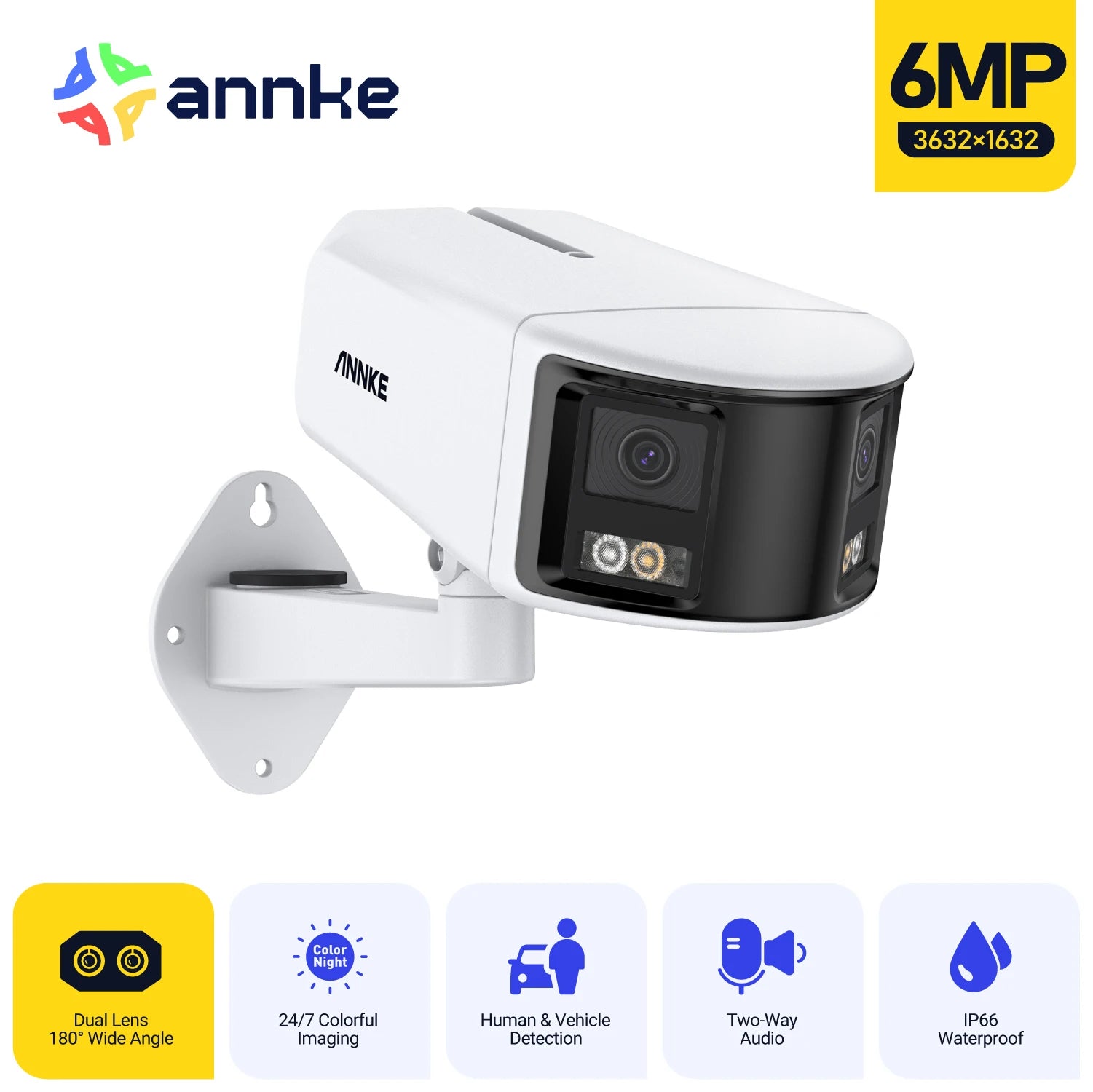 ANNKE 8MP Dual Lens 180° Panoramic PoE Security Camera