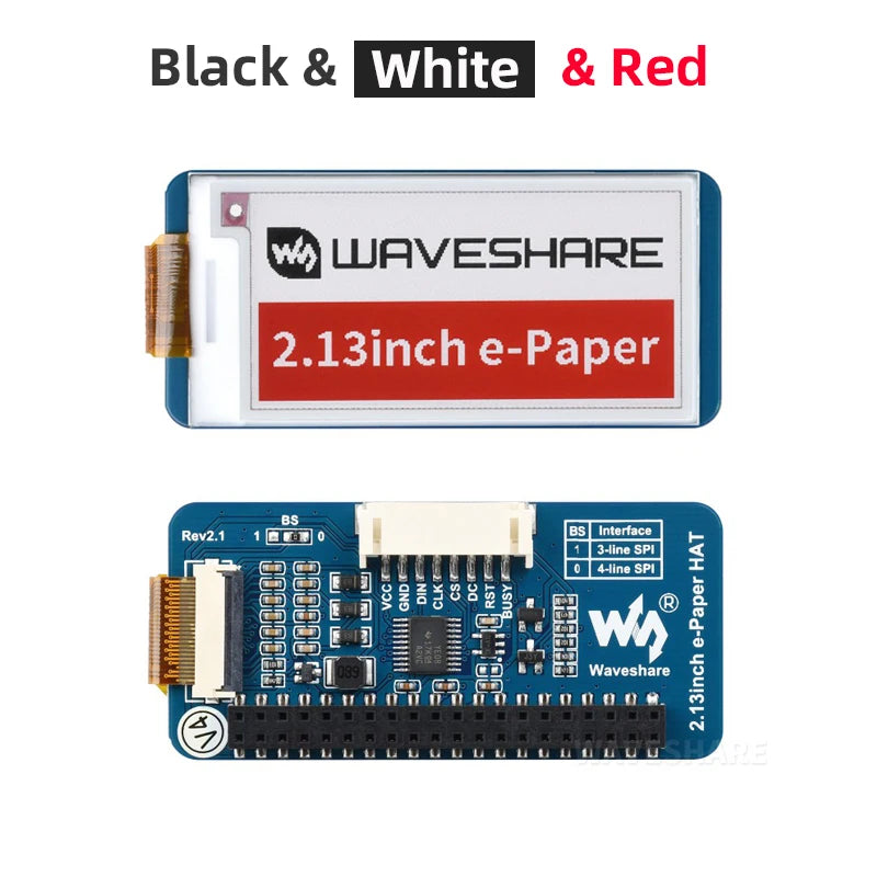 2.13-Inch E-Ink Display HAT, 250 x 122, SPI