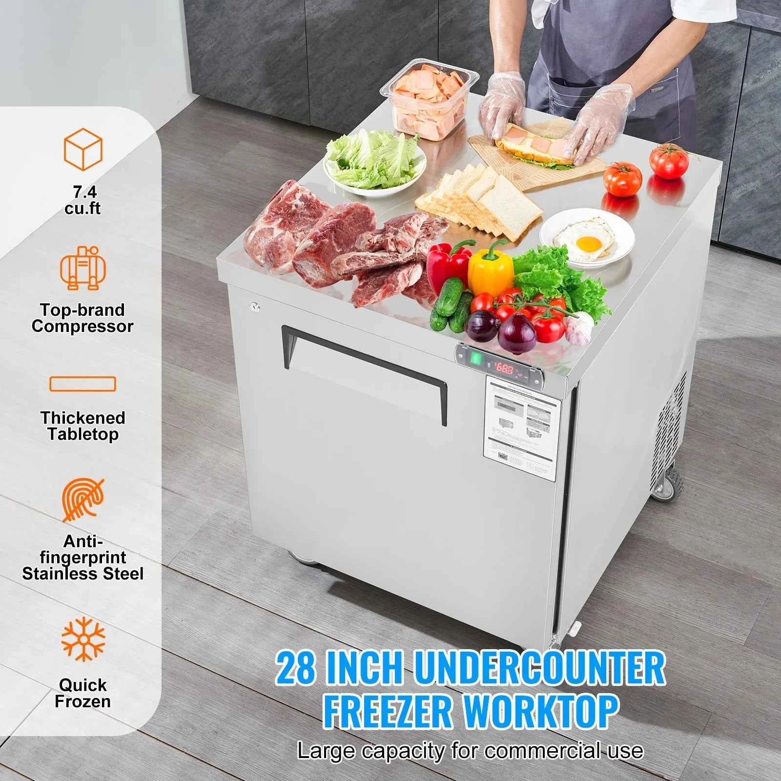 Commercial Frozen Prep Table 7.4 Cu. Ft Stainless Steel