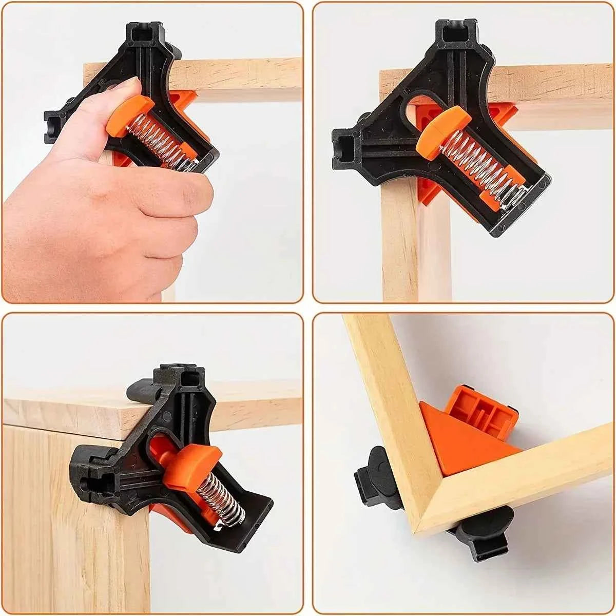 4PCS Right Angle Fixing Clip Woodworking Clamp Adjustable Swing Corner Clamp Corner Clip Fixer for Welding Drilling Cabinets