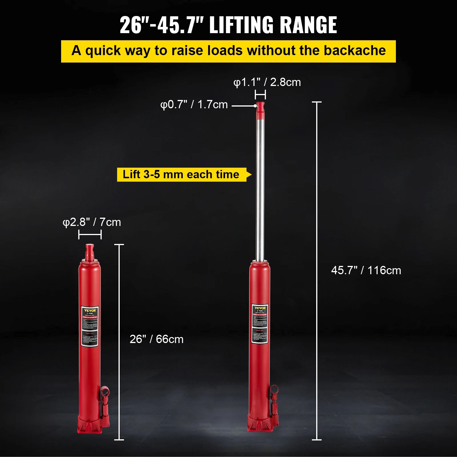 Hydraulic Long Ram Jack 3–12 Ton Engine Hoist Lift Replacement
