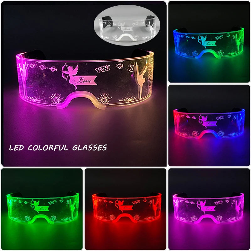 Cool Luminous Colorful LED Light Up Glasses Glowing Neon Light Flashing Party Glasses For Nightclub DJ Dance Party Decor
