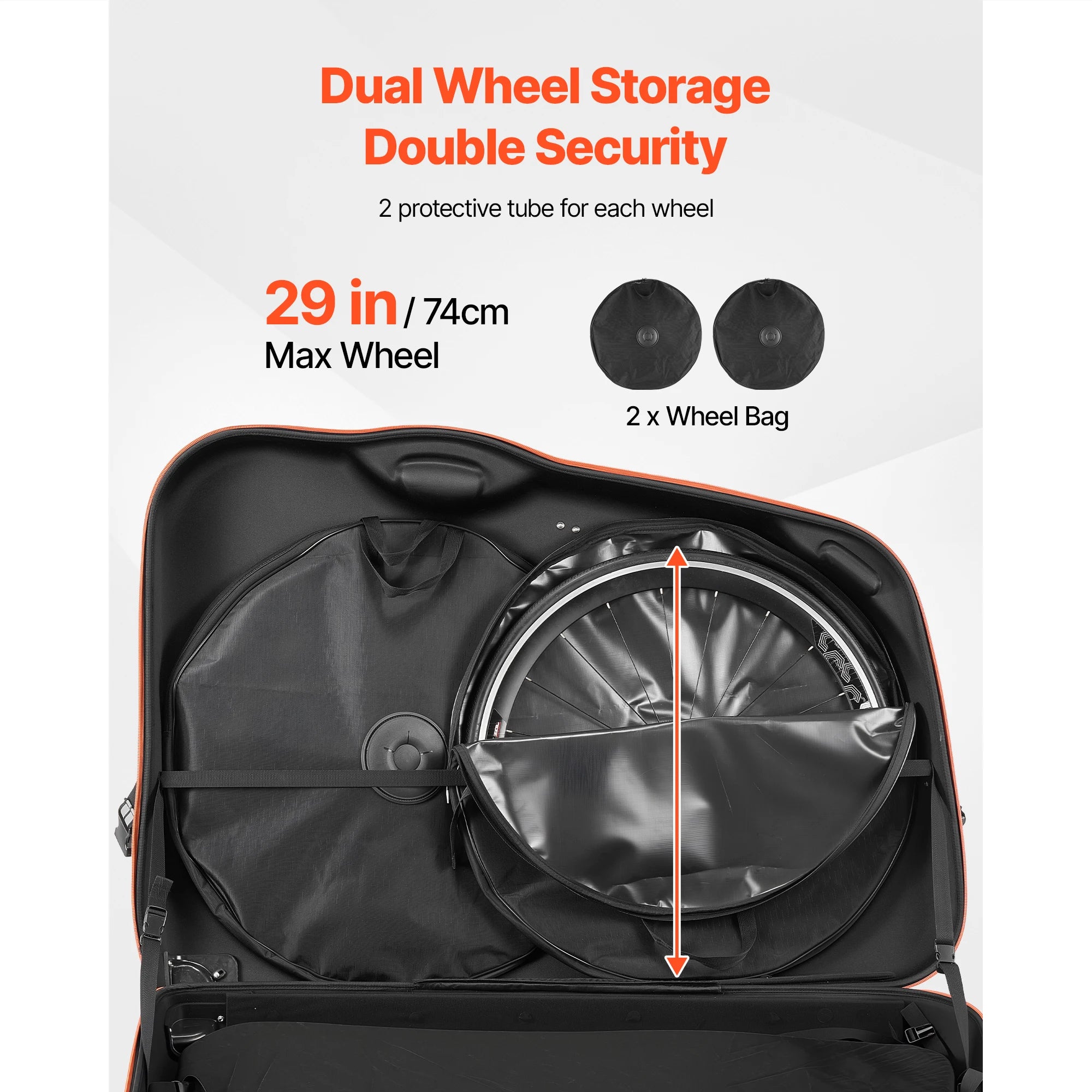 Caja de viaje para bicicleta SucceBuy: estuche de viaje rígido con EVA, candado TSA y ruedas, bolsa de transporte segura para bicicleta de carretera 700C