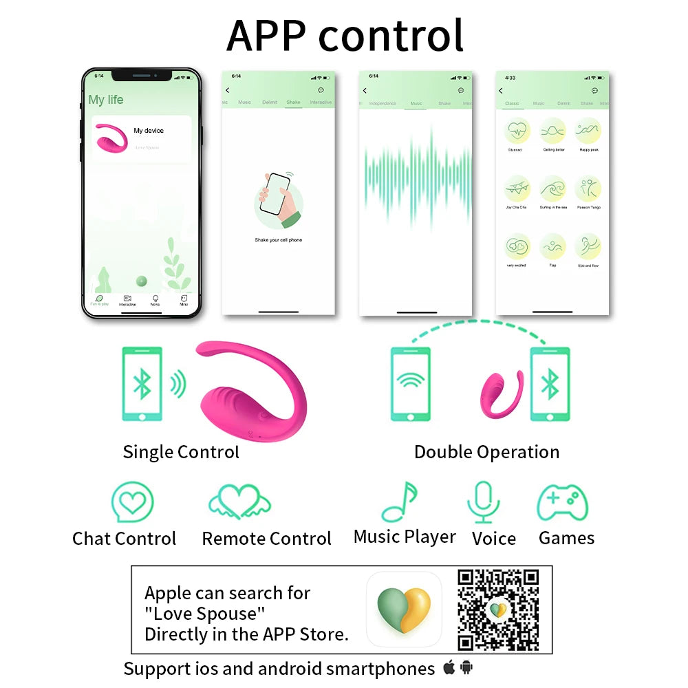 Œuf vibrant portable contrôlé par application avec 9 modes pour couples
