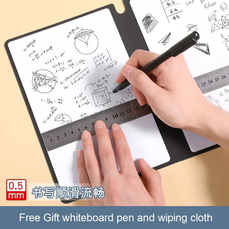 Reusable A5 Whiteboard Notebook Set with Pen and Wipe Cloth