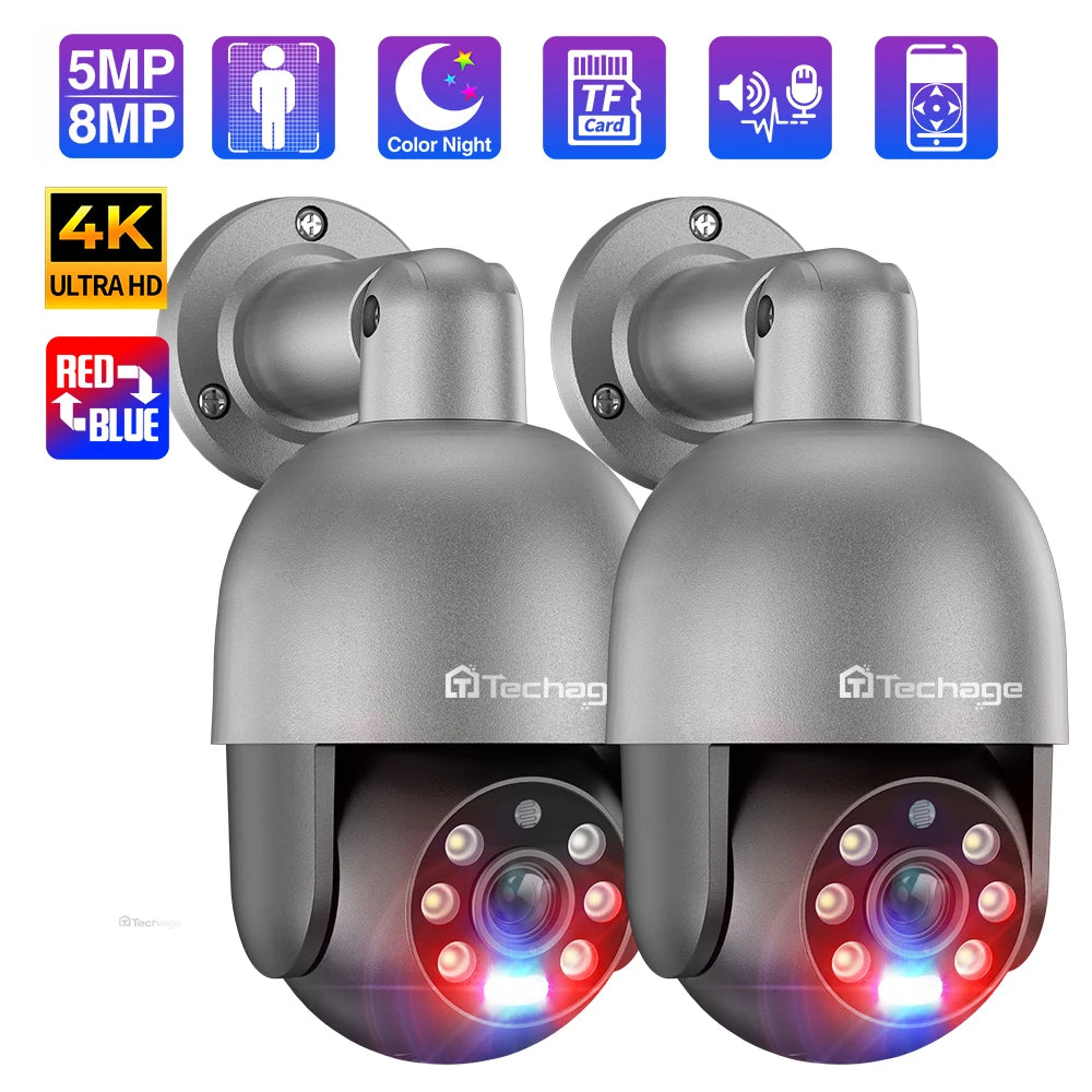 4K 8MP PTZ PoE IP Camera with AI Human Detection and Two-Way Audio
