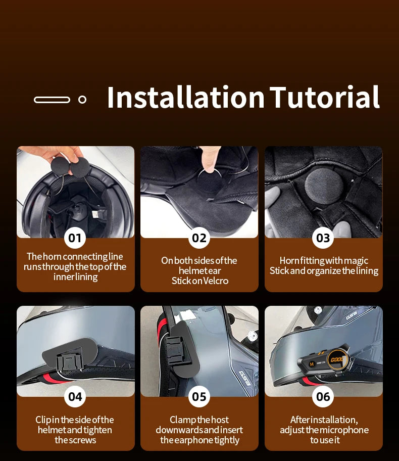 3D Surround Heavy Bass Motorcycle Helmet Headset Stereo Bluetooth Hands Free Call IPX7 Waterproof With Tri-Color Ambient Light