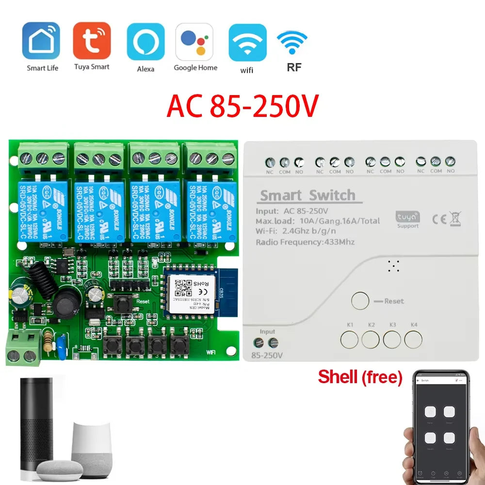 Tuya Four-Channel Smart Relay - Supply Options