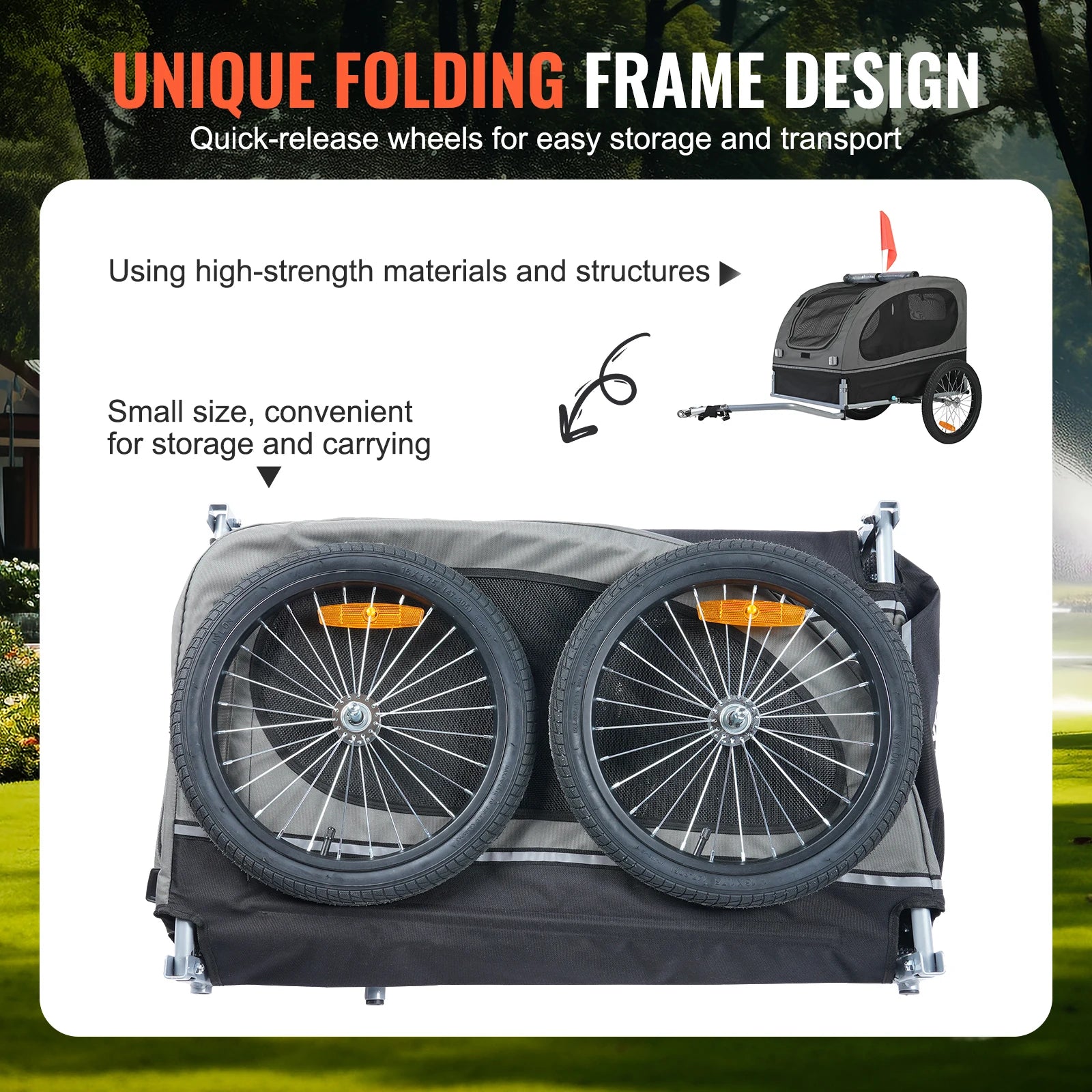 Remolque para perro SucceBuy de 88 lb, carrito de bicicleta para mascotas con ruedas, acoplador, reflectores, bandera, plegable para guardar para perros