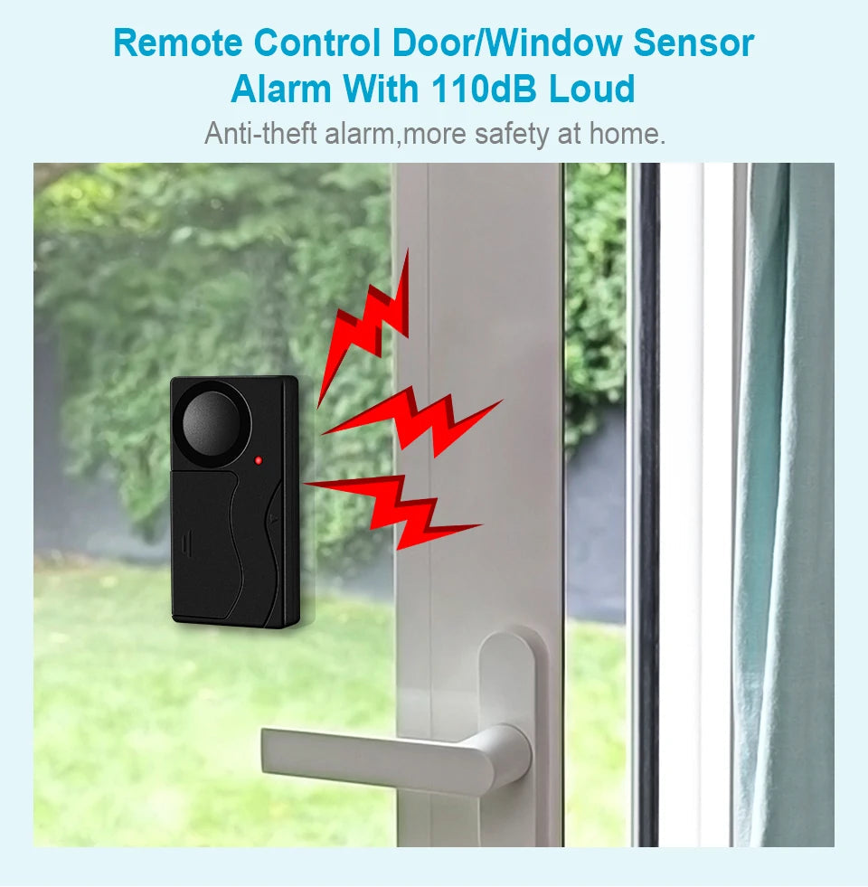 Awapow Wireless Vibration Bike Alarm With Remote Control Anti-Theft Door And Window Alarm 110dB Loud Home Bicycle Security