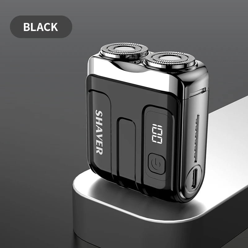 Mini Electric Shaver with Dual Blades & Digital Display