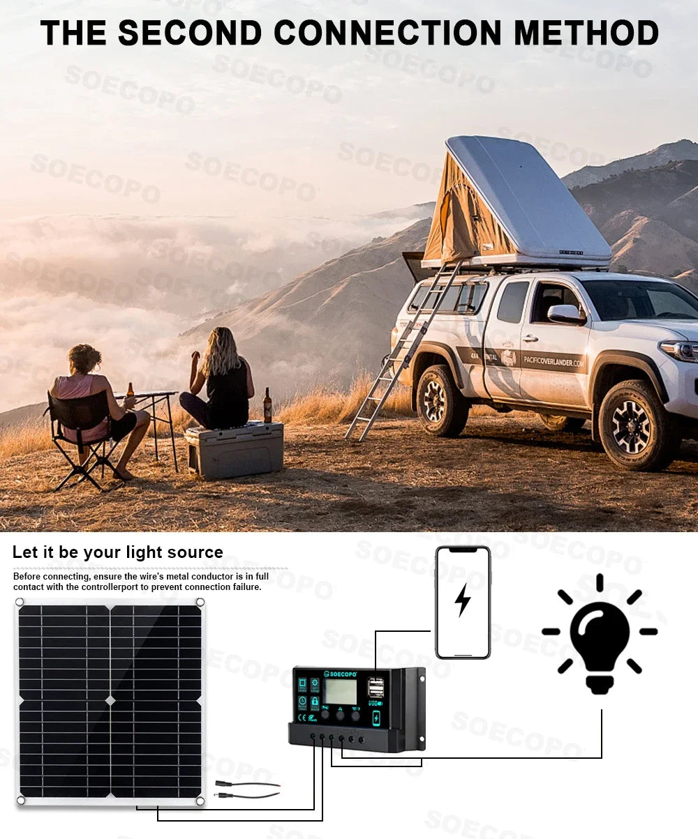 SOECOPO 7000W Solar Power Kit with 100A Controller & 300W Panel Inverter 12V to 110V/220V for Home/Camping/RV/Emergency Backup