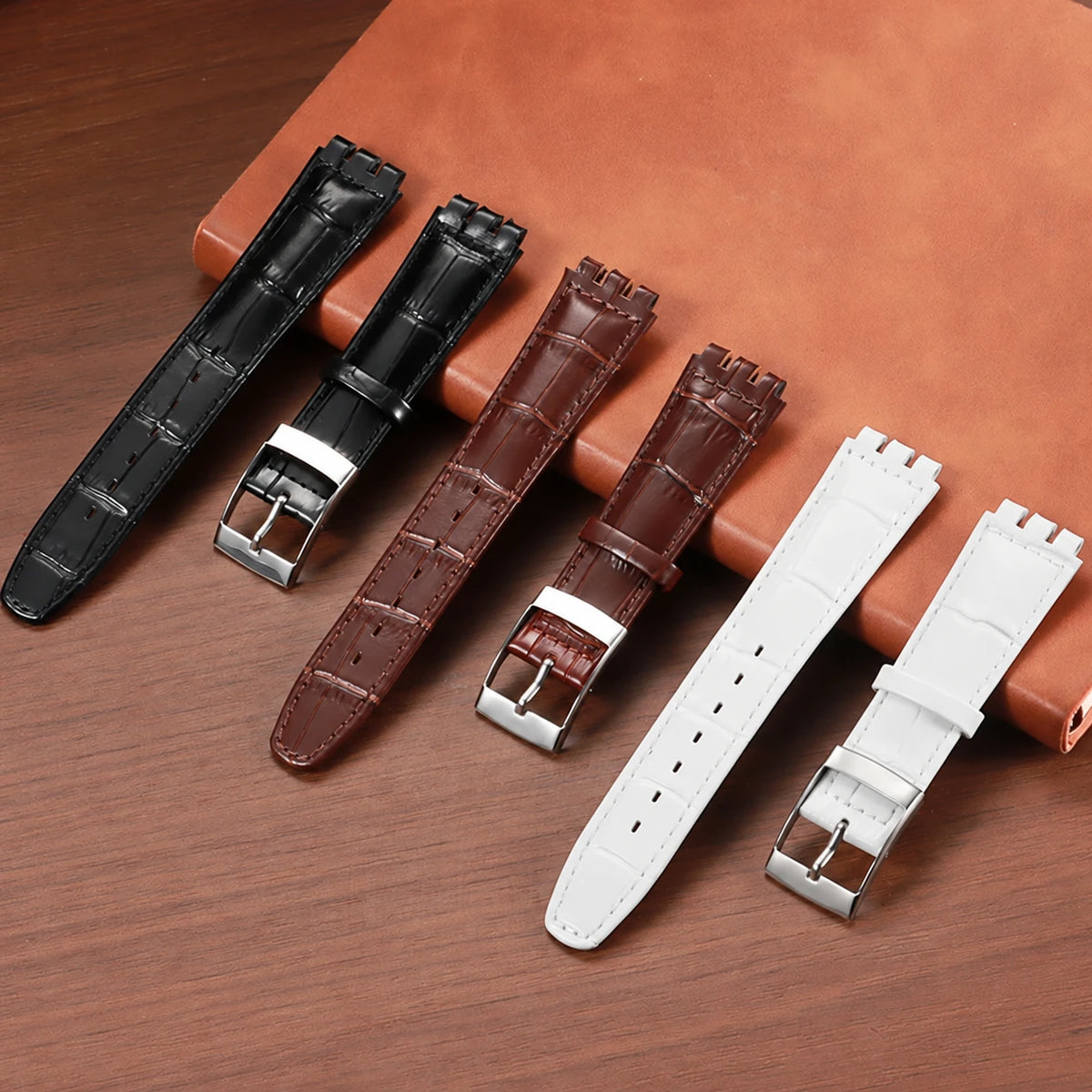 Leren horlogeband voor Swatch, 17 of 19 mm