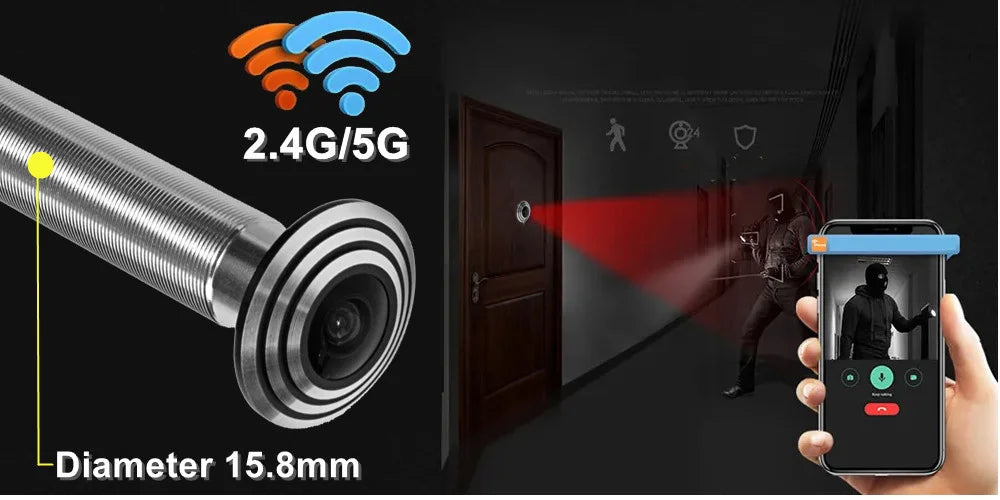 WiFi Mini Peephole Door Camera 16mm 2MP 2.4G/5G