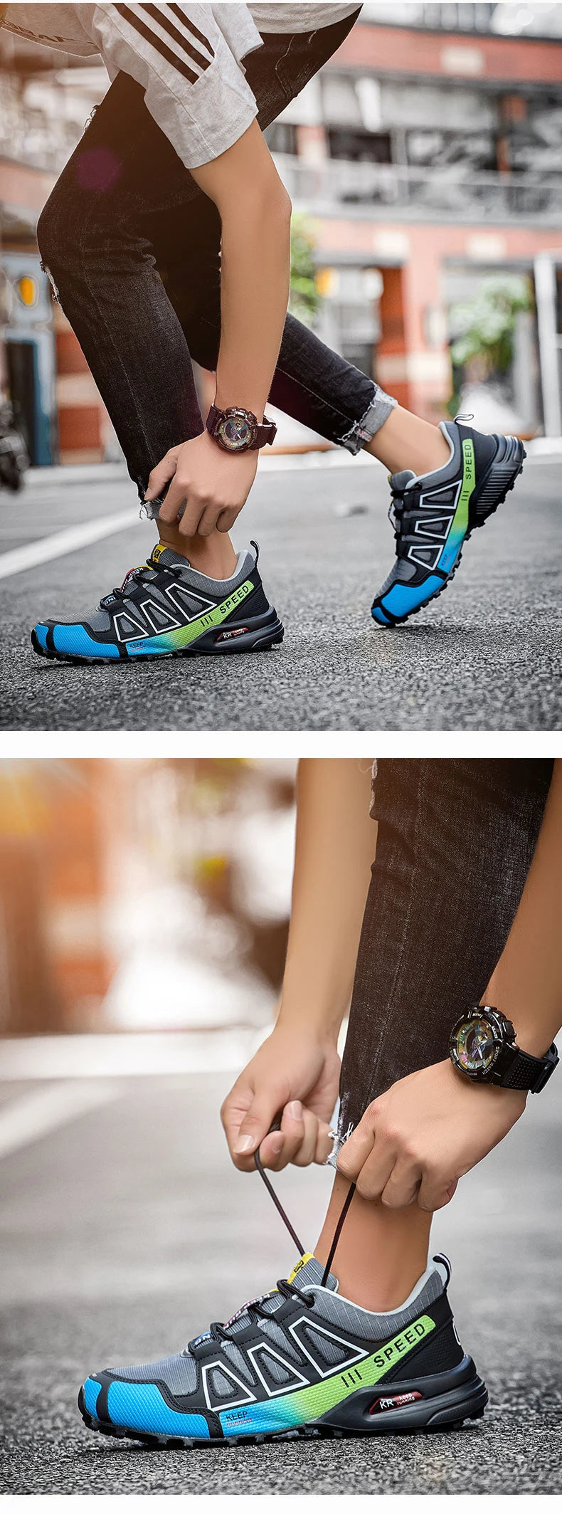 Men‘s Waterproof Hiking Shoes Outdoor Trainers Lace-up Climbing Shoes Women Trekking Sneakers Anti-slip Hunting Tactical Sneaker