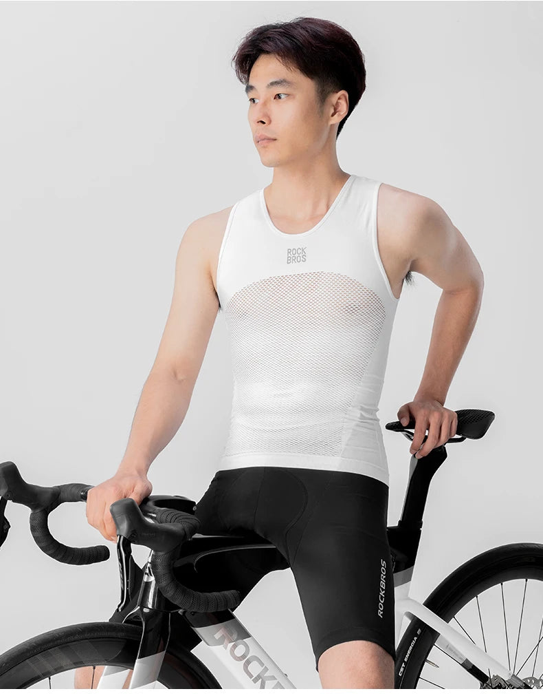 Herre hurtigttørrende cykel baselayer vest åndbar ærmeløs undertrøje