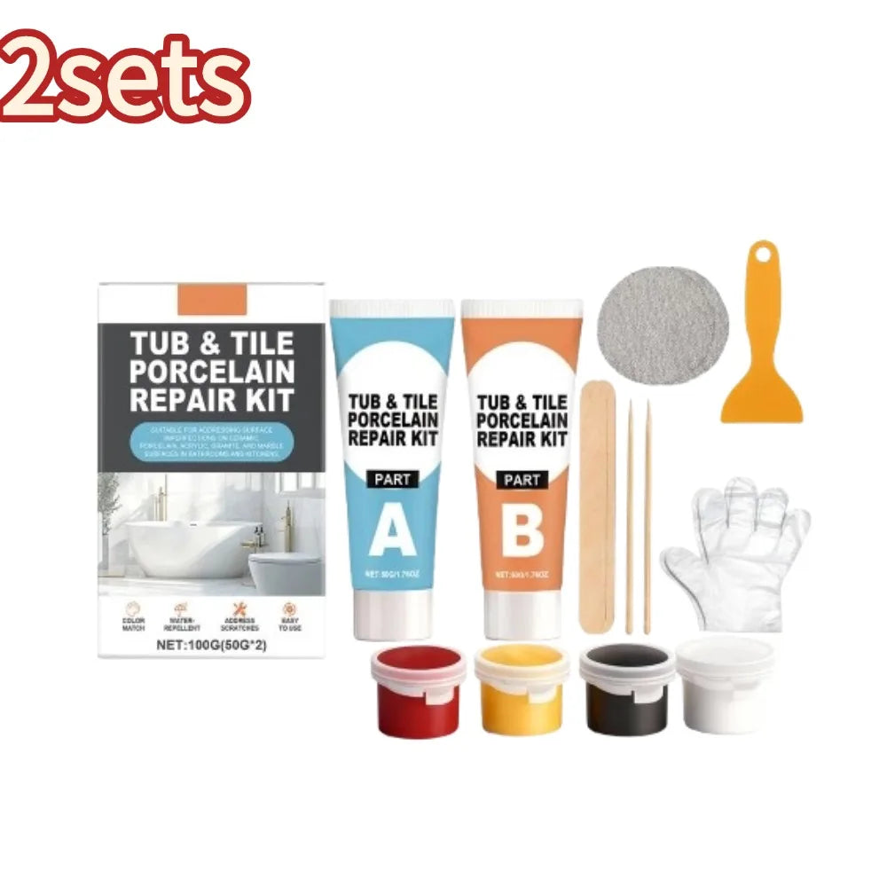 Tile Repair Agent Kit Paste Tile Ceramic Porcelain Repair Marble Floor Toilet Washbasin Crack Damage Break Fracture Caulk Repair