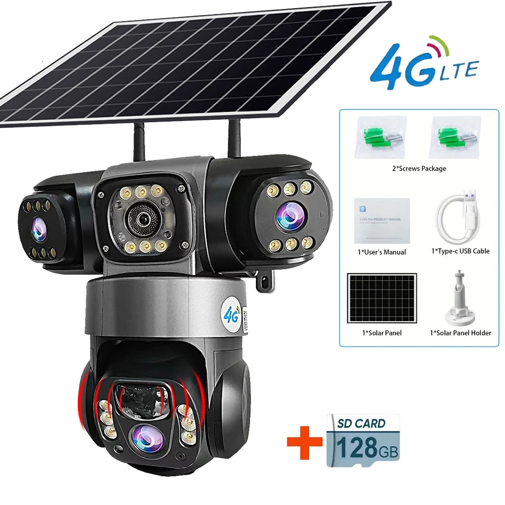 4G LTE Solar Triple-Lens PTZ Security Camera