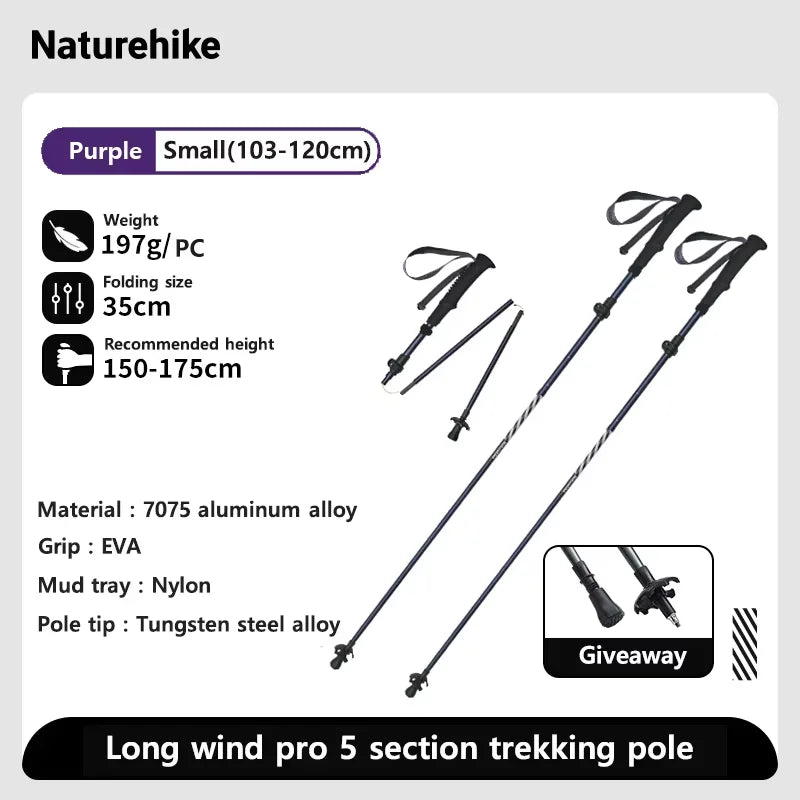Carbon Fiber Trekking Poles Adjustable 103–135cm Ultralight Hiking Sticks