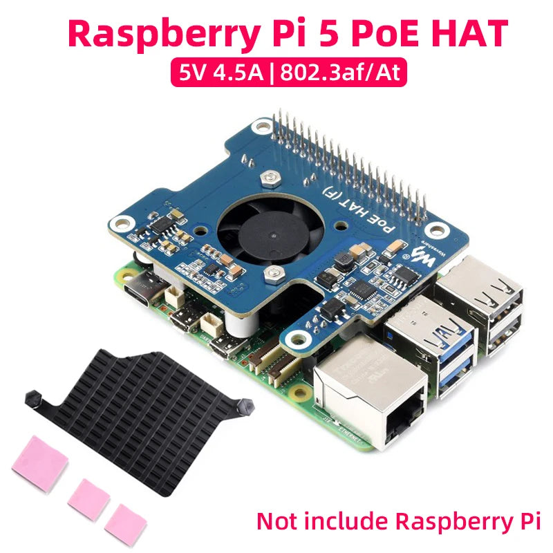 Raspberry Pi 5 PoE HAT z ventilatorjem in hladilnikom
