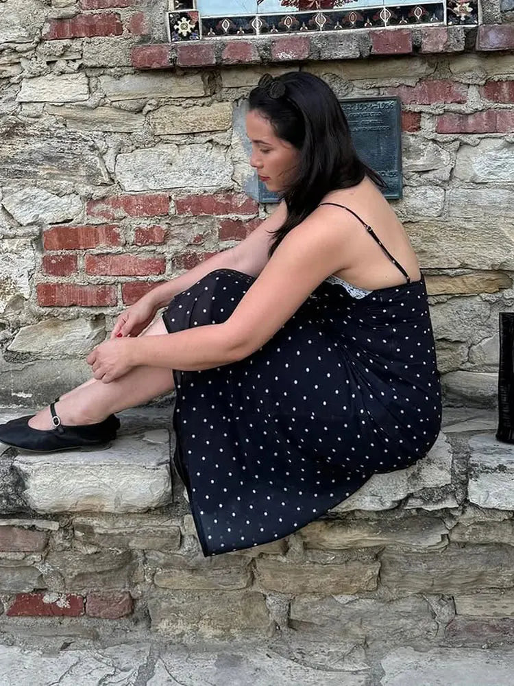 Tossy Lace V-Neck Patchwork Maxi Dress Women Backless High Waist Slim Spaghetti Contrast Party Dress Female Spring Long Dress