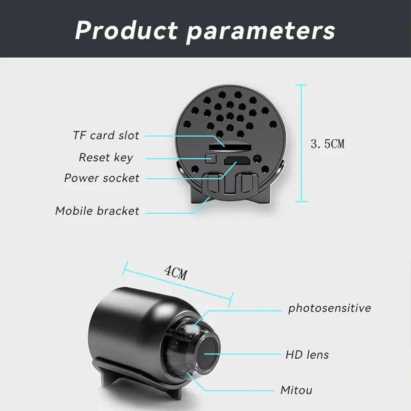 Mini 1080P WiFi bezpečnostná kamera s nočným videním a detekciou pohybu