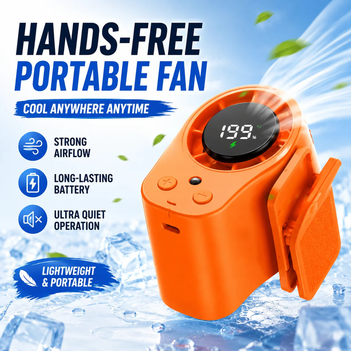 Wearable Clip-On Fan with LED Light