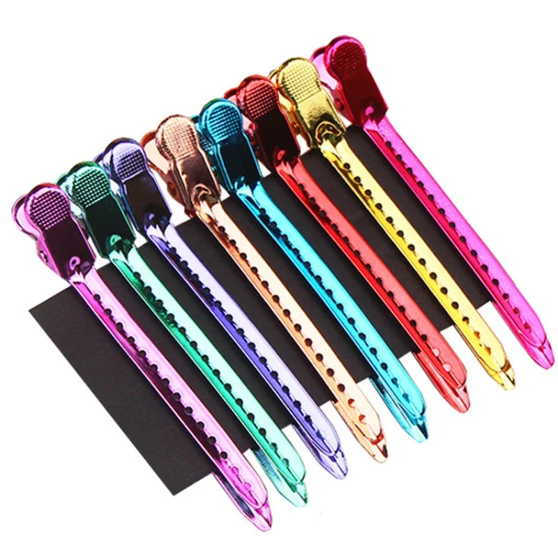 12 pinces crocodile en acier pour cheveux, 9.5 cm