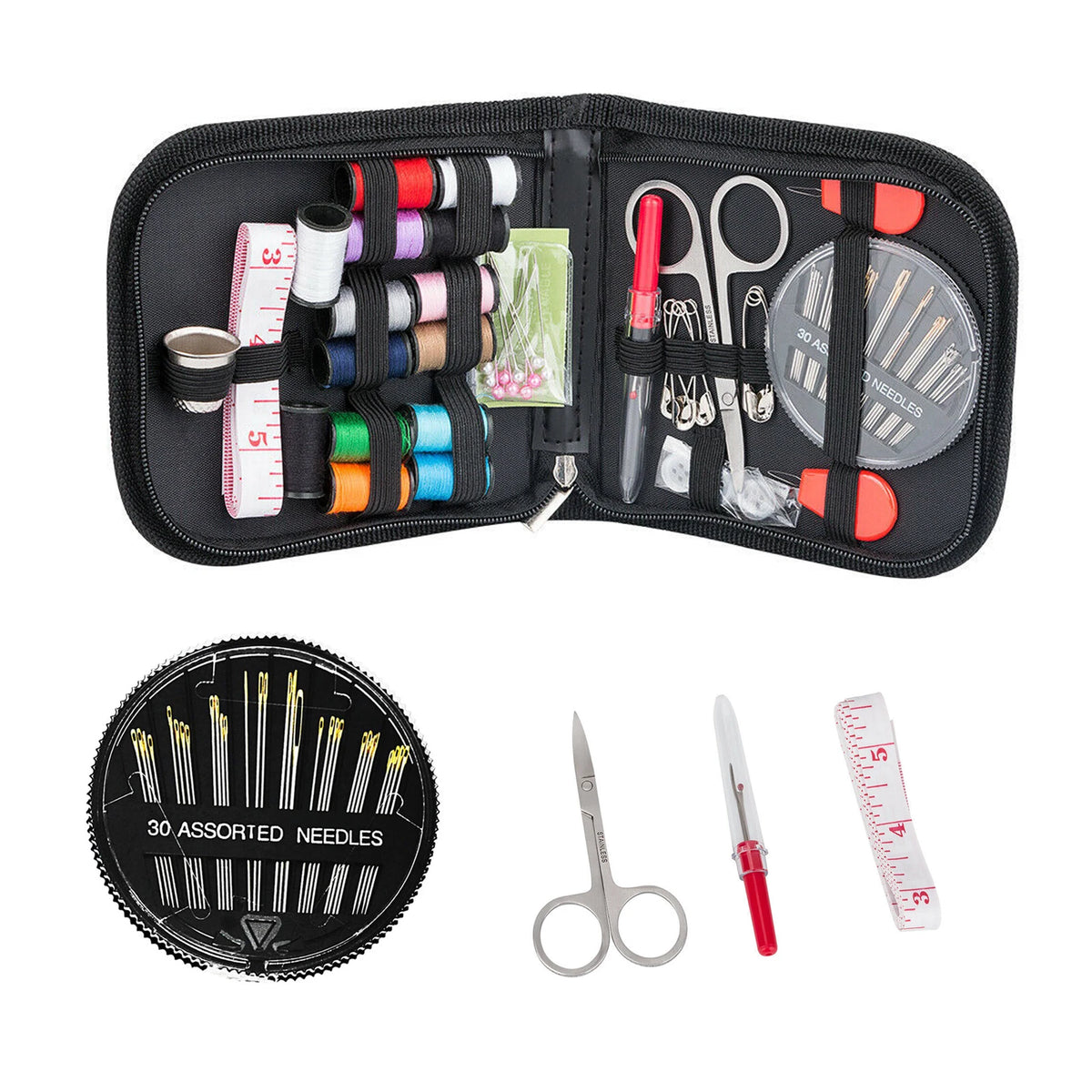 68-Piece Portable Sewing Kit with Zip Case