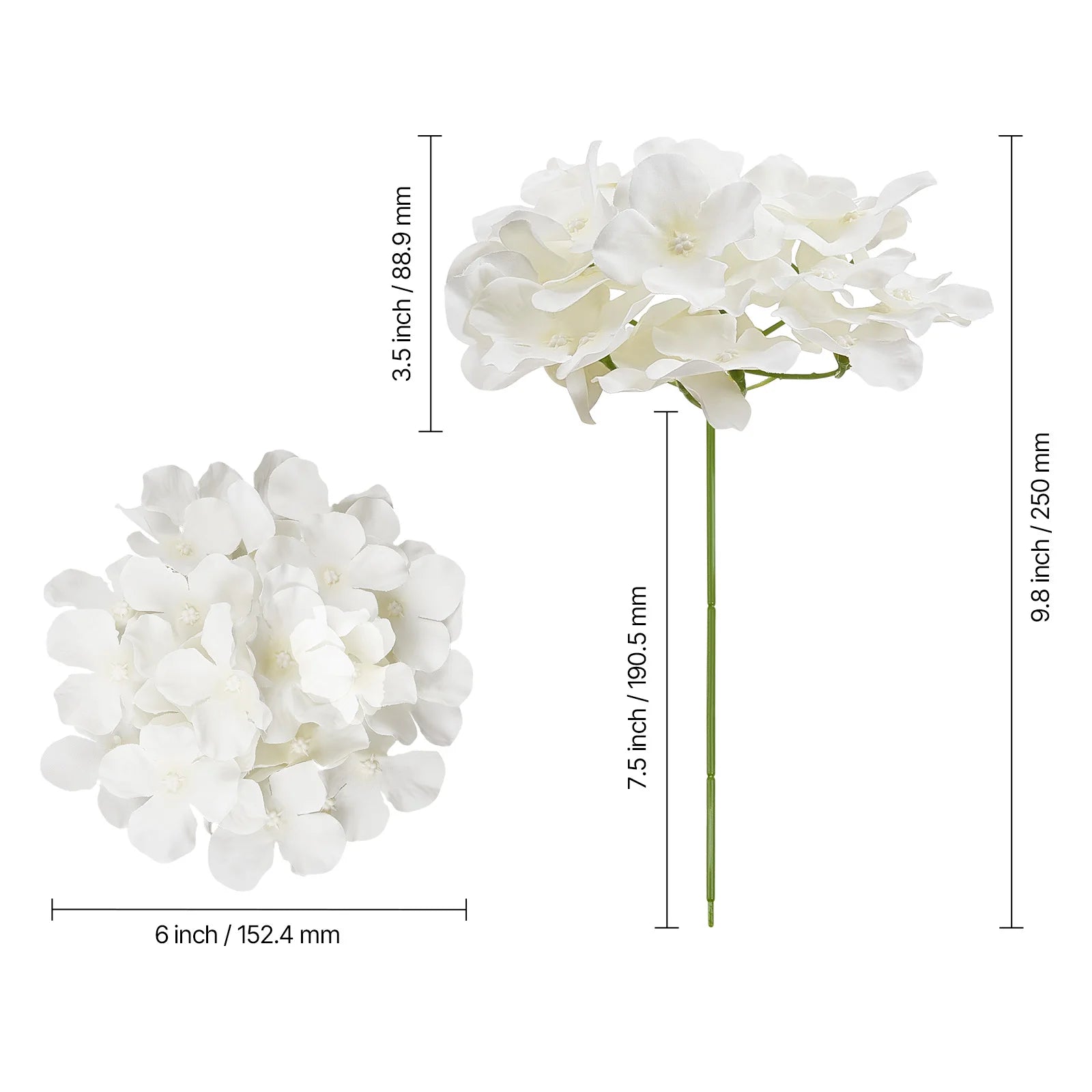 SucceBuy Artificial Flowers Real Looking White Silk Fake Hydrangea Bulk Faux Bridal Shower with Stem for DIY Wedding Bouquets