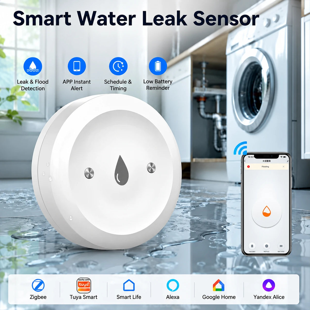 Zigbee waterleksensor